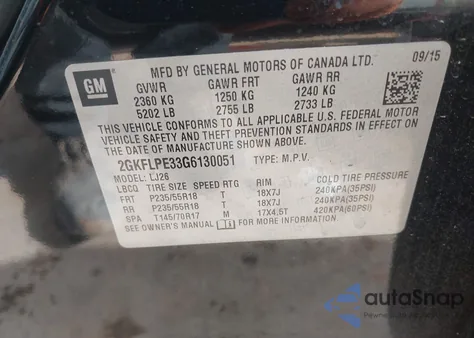 2016 GMC Terrain Slt z USA, uszkodzony, nr VIN 2GKFLPE33G6130051